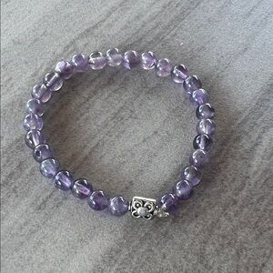 Chic Natural Gemstone Amethyst 7mm stretchable Bracelet